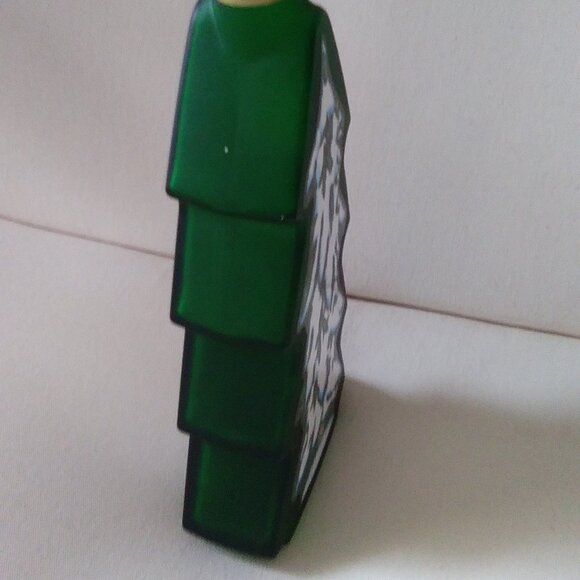Frosted Green Glass Christmas Tree Empty Wine Bottle - Picture 2 of 11
